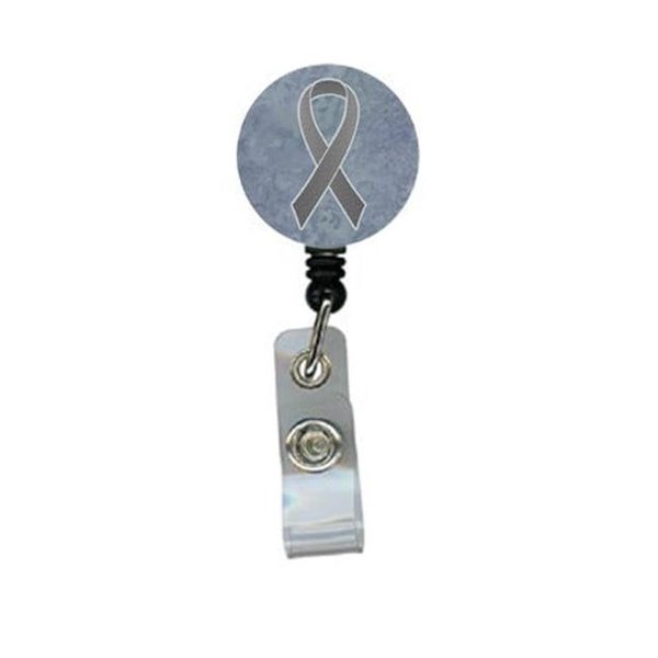 Teacher'S Aid Grey Ribbon for Brain Cancer Awareness Retractable Badge Reel TE55434